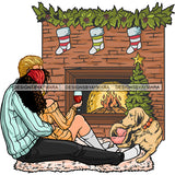 Couple Caucasian Fireplace Dog  JPG PNG  Clipart Cricut Silhouette Cut Cutting