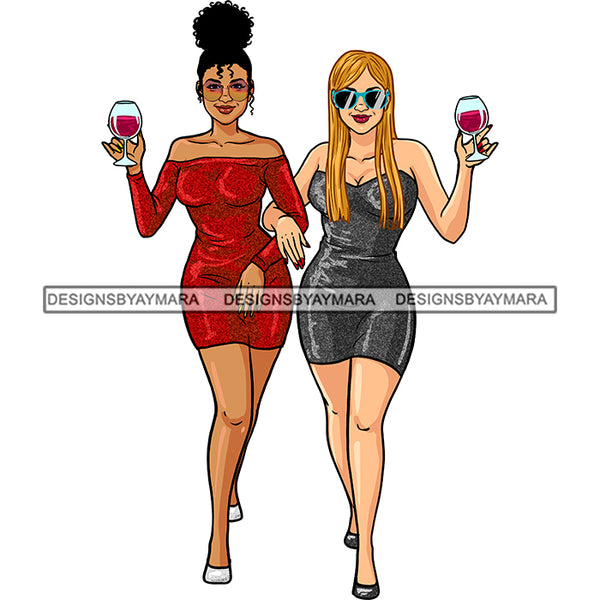 Best Friends Drinks Besties 2 Ladies JPG PNG  Clipart Cricut Silhouette Cut Cutting