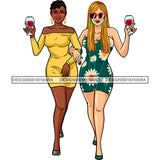 Best Friends Drinks Besties 2 Ladies JPG PNG  Clipart Cricut Silhouette Cut Cutting