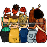 Sisters Best Friends 4 Ladies Santa Hats JPG PNG  Clipart Cricut Silhouette Cut Cutting