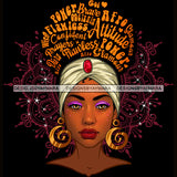 Black Woman Gold Words In Hair Flawless Cream Headwrap JPG PNG  Clipart Cricut Silhouette Cut Cutting