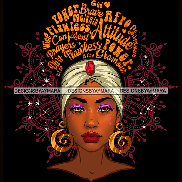 Black Woman Gold Words In Hair Flawless Cream Headwrap JPG PNG  Clipart Cricut Silhouette Cut Cutting