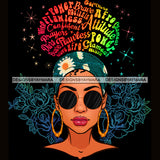 Black Woman Words In Hair Flawless Flowered Headwrap JPG PNG  Clipart Cricut Silhouette Cut Cutting