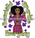 Beautiful Sparkle Everyday Black Woman Wearing Bra Coat Skirt Lipstick Purple Flower Makeup Dreadlocks Locs Dreads Hairs Hair Classy Mature Girl American Lady SVG JPG PNG Vector Clipart Cricut Silhouette Cut Cutting