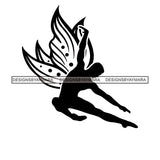 Fairy Male Man Wings Flying Fantasy Dancing Butterfly B/W SVG JPG PNG Vector Clipart Cricut Silhouette Cut Cutting