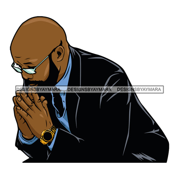 Black Man Praying Prayers Pray All Lives Matter Attractive Black Man Male Guy Hombre Macho Manly SVG Cutting Layered Files