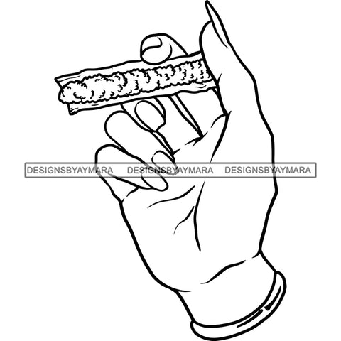 Woman Hand Holding Weed Pot Joint High Life 420 Smoke Medical Marijuana B/W SVG JPG PNG Vector Clipart Cricut Silhouette Cut Cutting