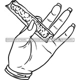 Woman Hand Holding Blunt Joint Blaze High Life 420 Smoke Medical Marijuana B/W SVG JPG PNG Vector Clipart Cricut Silhouette Cut Cutting