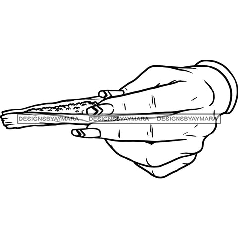 Woman Hand Holding Blunt Joint Blaze High Life 420 Smoke Recreational Marijuana B/W SVG JPG PNG Vector Clipart Cricut Silhouette Cut Cutting