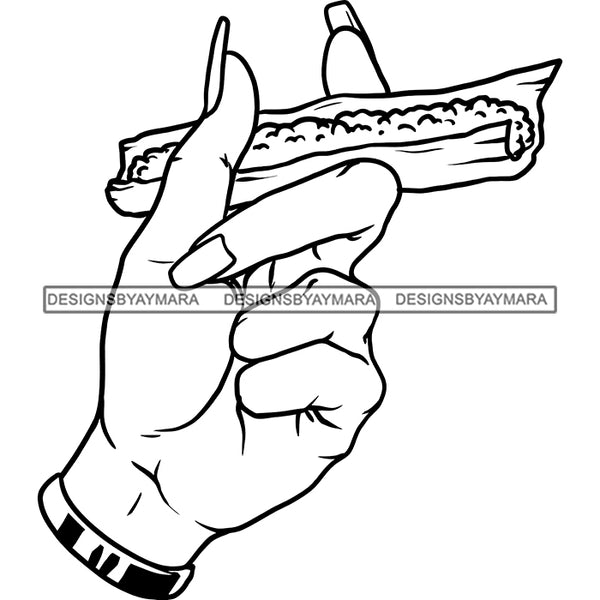 Woman Hand Holding Blunt Spliff Blaze High Life 420 Smoke Recreational Marijuana B/W SVG JPG PNG Vector Clipart Cricut Silhouette Cut Cutting