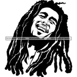 Rastafarian Dreadlocks Smoking Marijuana Herbal Grass Hemp Recreational Drug B/W SVG JPG PNG Vector Clipart Cricut Silhouette Cut Cutting