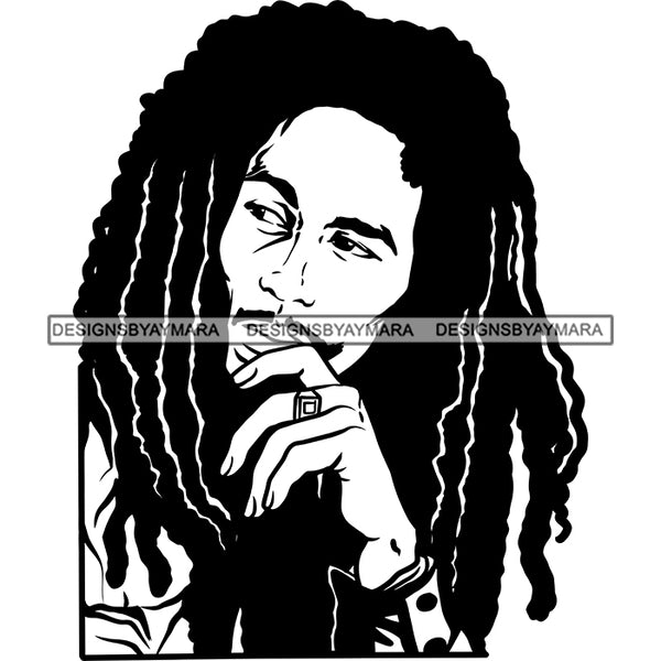 Rastafarian Dreadlocks Cannabis 420 Weed Marijuana Music Jamaican Culture B/W SVG JPG PNG Vector Clipart Cricut Silhouette Cut Cutting