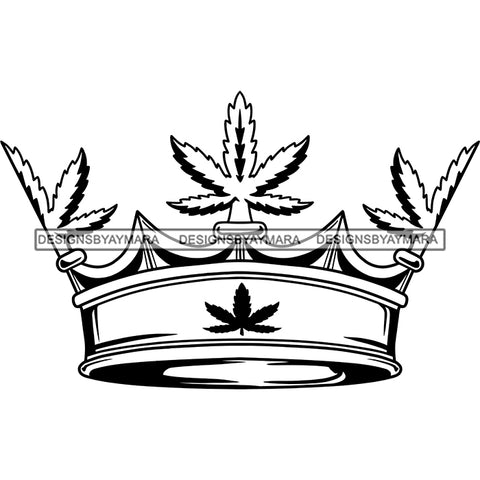 Marijuana Queen Crown Smoking Enjoying Weed Joint Lifestyle Logo Illustration B/W SVG JPG PNG Vector Clipart Cricut Silhouette Cut Cutting