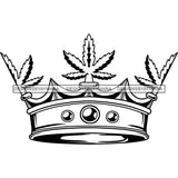 Marijuana Queen Crown Smoking Cannabis Grass Weed Joint Lifestyle Logo Illustration B/W SVG JPG PNG Vector Clipart Cricut Silhouette Cut Cutting