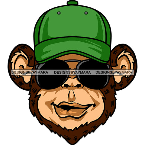 Monkey Baseball Cap Sunglasses Marijuana Recreational Medicinal Relax SVG JPG PNG Vector Clipart Cricut Silhouette Cut Cutting