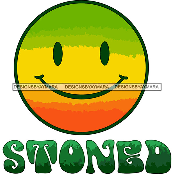 Emoji Face Happy Smiling Colorful High Ripped Marijuana Joint Logo Illustration SVG JPG PNG Vector Clipart Cricut Silhouette Cut Cutting