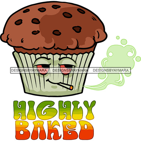 Stoned Muffin Smoking Marijuana Weed Recreational Rastafarian Banner Logo SVG JPG PNG Vector Clipart Cricut Silhouette Cut Cutting