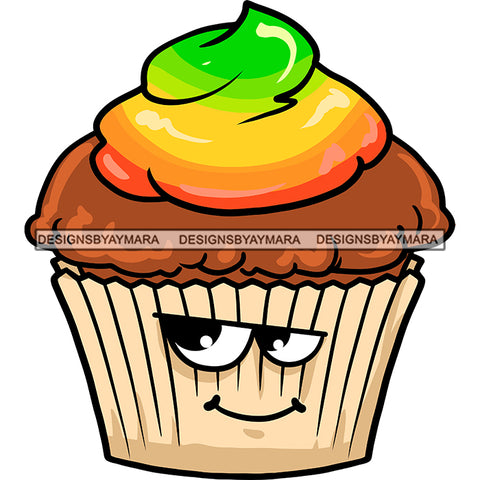 Stoned Baked Cupcake Rasta Marijuana Weed Recreational Rastafarian Logo SVG JPG PNG Vector Clipart Cricut Silhouette Cut Cutting