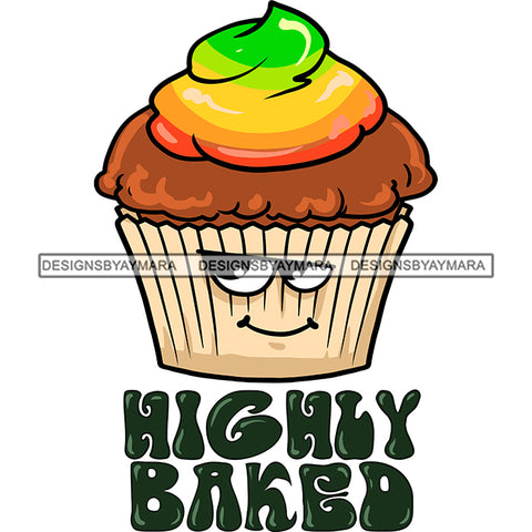 High Stoned Cupcake Rasta Marijuana Weed Recreational Medicinal Banner Logo SVG JPG PNG Vector Clipart Cricut Silhouette Cut Cutting