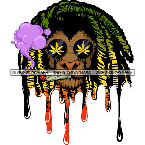 Rasta Lion Head Dripping Marijuana Leaves Sunglasses Smoking Weed Purple Smoke SVG JPG PNG Vector Clipart Cricut Silhouette Cut Cutting