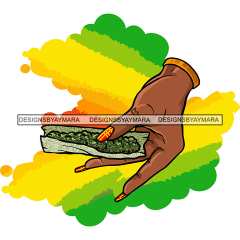 Afro Woman Hand Holding Cannabis Rolling Paper Joint Doobie Rastafarian SVG JPG PNG Vector Clipart Cricut Silhouette Cut Cutting