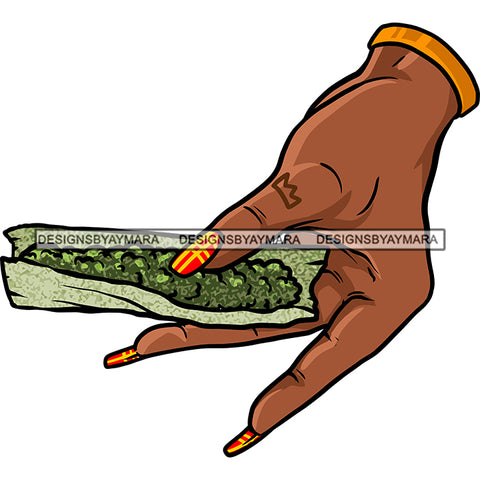 Afro Woman Hand Holding Cannabis Rolling Paper Joint Doobie Blunt Bracelet SVG JPG PNG Vector Clipart Cricut Silhouette Cut Cutting