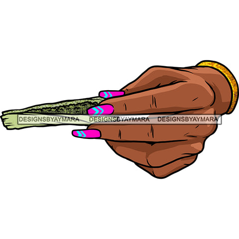 Afro Woman Hand Holding Cannabis Rolling Paper Joint Doobie Blunt Bracelet SVG JPG PNG Vector Clipart Cricut Silhouette Cut Cutting