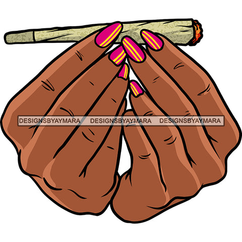 Afro Woman Hands Holding Joint Blunt Weed Recreational Medicinal Drug SVG JPG PNG Vector Clipart Cricut Silhouette Cut Cutting
