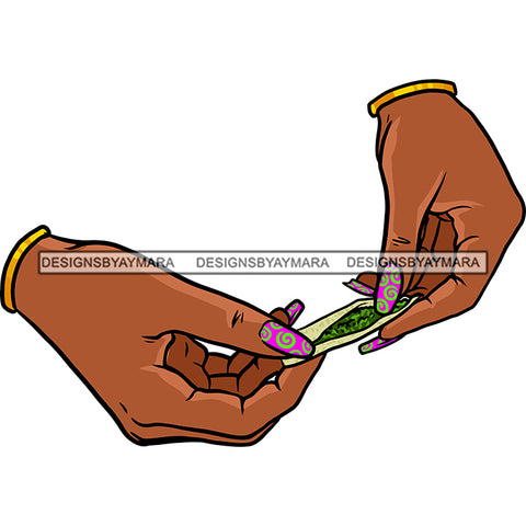 Afro Woman Hands Bracelets Holding Joint Blunt Weed Recreational Medicinal Drug SVG JPG PNG Vector Clipart Cricut Silhouette Cut Cutting