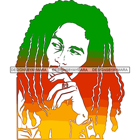 Rastafarian Dreadlocks Smoking Marijuana Herbal Reggae Music Jamaican Culture SVG JPG PNG Vector Clipart Cricut Silhouette Cut Cutting