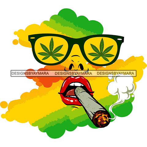 Abstract Woman Face Rastafarian Smoking Weed Marijuana Leaves Sunglasses SVG JPG PNG Vector Clipart Cricut Silhouette Cut Cutting