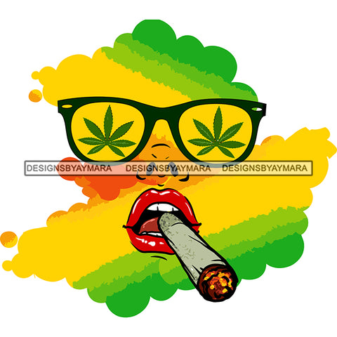 Abstract Woman Face Rastafarian Smoking Pot Weed Marijuana Leaves Sunglasses SVG JPG PNG Vector Clipart Cricut Silhouette Cut Cutting