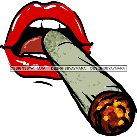 Sexy Woman Lips Smoking Cannabis Pot Weed Marijuana Recreational Drug SVG JPG PNG Vector Clipart Cricut Silhouette Cut Cutting