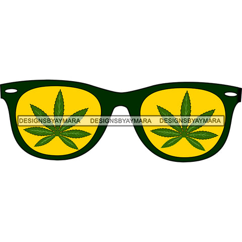 Marijuana Leaves Yellow Sunglasses Pot Weed Grass 420 Cannabis Culture SVG JPG PNG Vector Clipart Cricut Silhouette Cut Cutting