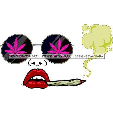 Transparent Woman Face Marijuana Leaves Hippie Sunglasses Rasta Smoking Weed SVG JPG PNG Vector Clipart Cricut Silhouette Cut Cutting