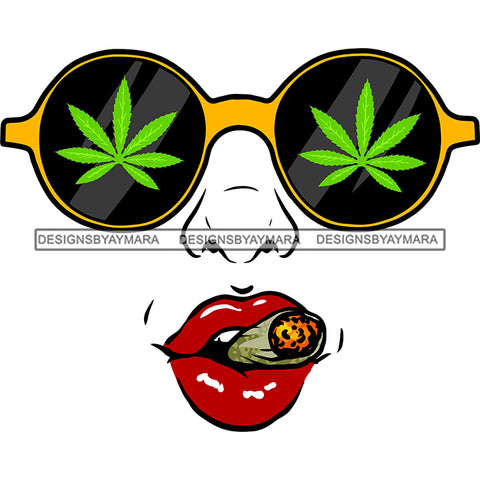 Transparent Woman Face Marijuana Leaves Sunglasses Smoking Joint Blunt SVG JPG PNG Vector Clipart Cricut Silhouette Cut Cutting