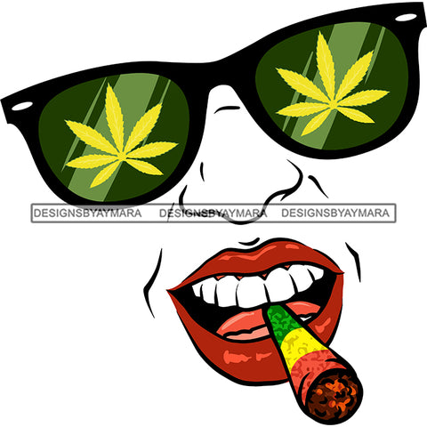 Transparent Woman Face Marijuana Leaves Sunglasses Smoking Rasta Weed SVG JPG PNG Vector Clipart Cricut Silhouette Cut Cutting