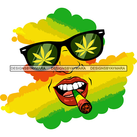 Abstract Woman Face Marijuana Leaves Sunglasses Smoking Rasta Weed Doobie SVG JPG PNG Vector Clipart Cricut Silhouette Cut Cutting