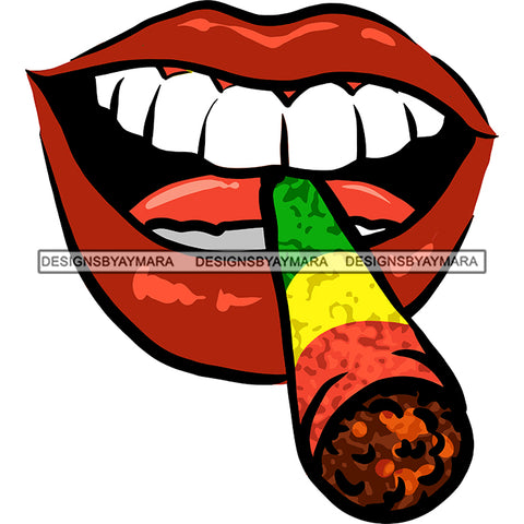 Sexy Woman Lips Smoking Rasta Cannabis Pot Weed Marijuana Recreational Drug SVG JPG PNG Vector Clipart Cricut Silhouette Cut Cutting