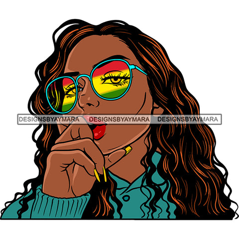 Sexy Afro Woman Rasta Glasses Rastafarian Marijuana Cannabis Long Wavy Hairstyle SVG JPG PNG Vector Clipart Cricut Silhouette Cut Cutting