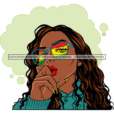 Sexy Afro Woman Rasta Glasses Marijuana Weed Cannabis Long Wavy Hairstyle SVG JPG PNG Vector Clipart Cricut Silhouette Cut Cutting