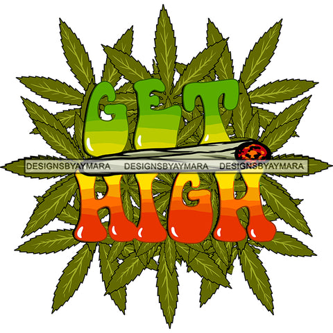 Marijuana Leaves Cannabis Weed Grass Recreational Drug Rastafarian Logo Banner SVG JPG PNG Vector Clipart Cricut Silhouette Cut Cutting