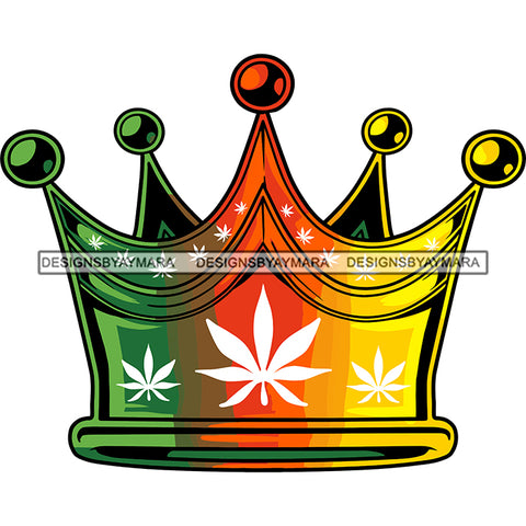 Marijuana King Crown Rastafarian Color Smoking Weed Lifestyle Logo Illustration SVG JPG PNG Vector Clipart Cricut Silhouette Cut Cutting