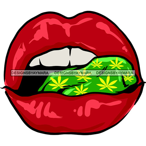 Sexy Lips Marijuana Leaves Tongue Cannabis 420 Weed Recreational Medicinal Drug SVG JPG PNG Vector Clipart Cricut Silhouette Cut Cutting