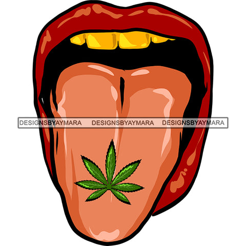 Sexy Mouth Marijuana Leaf Tongue Tattoo Cannabis Recreational Medicinal Drug SVG JPG PNG Vector Clipart Cricut Silhouette Cut Cutting