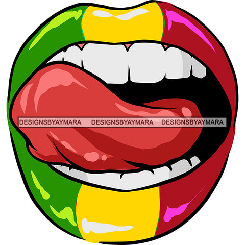 Sexy Lips Tongue Rasta Lipstick Rastafarian 420 Weed Recreational Medicinal Drug SVG JPG PNG Vector Clipart Cricut Silhouette Cut Cutting