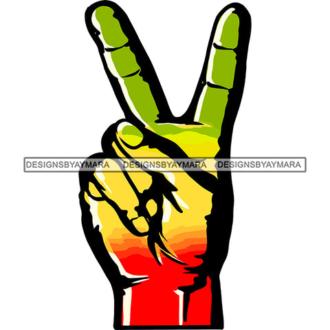 Rasta Rastafarian Man Hand Peace Sign Marijuana Cannabis Weed Recreational Drug SVG JPG PNG Vector Clipart Cricut Silhouette Cut Cutting