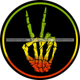 Rasta Rastafarian Human Skeleton Hand Peace Sign Marijuana Cannabis Weed SVG JPG PNG Vector Clipart Cricut Silhouette Cut Cutting