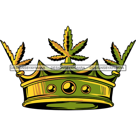 Marijuana Queen Crown Color Green Yellow Smoking Weed Lifestyle Logo Illustration SVG JPG PNG Vector Clipart Cricut Silhouette Cut Cutting