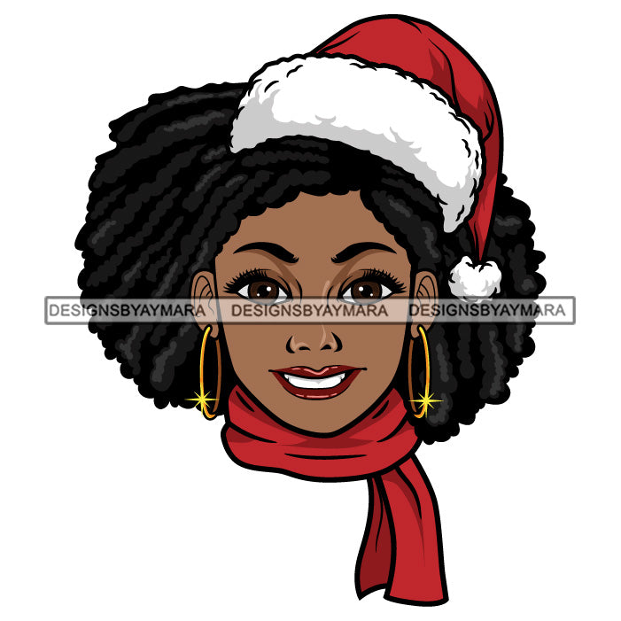 Santa Woman Black With Locs Dreads Sister Locs Santa Hat SVG JPG PNG V ...